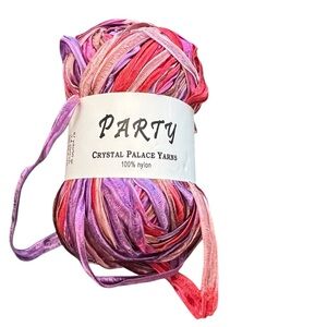 Crystal Palace Yarns PARTY Nylon Ribbon Yarn Color 8132 Pinks Purples 1.9 Oz FUN
